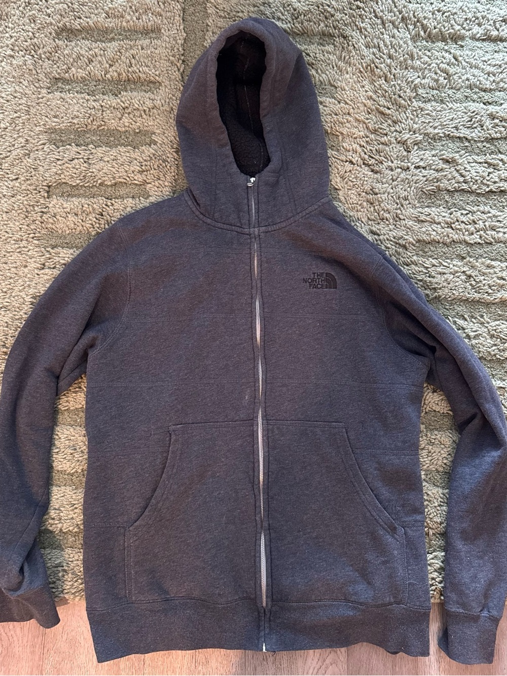 The North Face Dark Charcoal Full-Zip Fleece Lined Hooded Sweatshirt